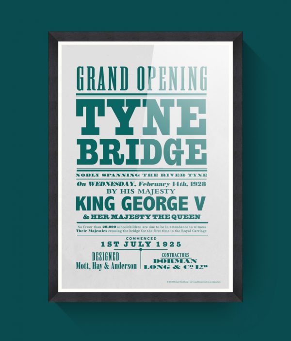 Tyne Bridge poster in frame